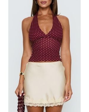 Princess Polly Whimsy Polka Dot Halter Top - Red
