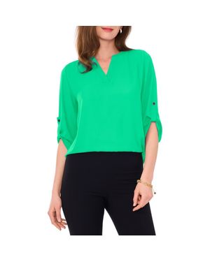 Chaus Split Neck Blouse - Green