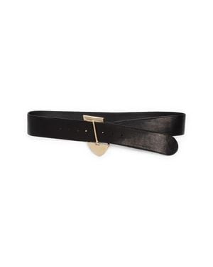 Raina Asymmetric Leather Belt - Black