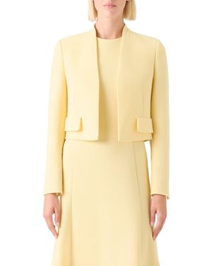 Akris Helena Crop Wool Crepe Jacket - Yellow