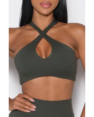 Bombshell Sportswear Cross Over Halter Bra - Green
