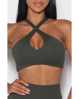 Bombshell Sportswear Cross Over Halter Bra - Green