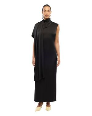 Another Tomorrow Scarf Dress - Black