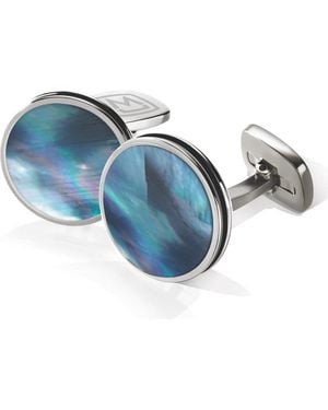 M-clip Stainless Steel Cuff Links - Blue
