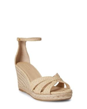 Ralph Lauren Nellie Ankle Strap Wedge Sandal - Natural