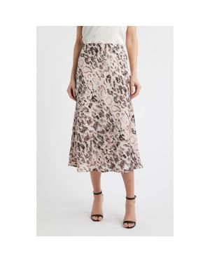 Tahari Snakeskin Print Satin Maxi Skirt - Multicolor