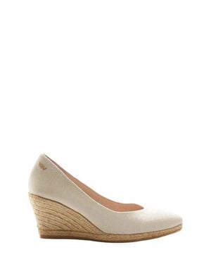VISCATA Roses Canvas V Cut Espadrille Wedges - White