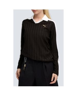 PUMA T7 Relaxed Long Sleeve Polo - Black