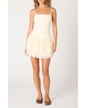 Nia Audrey Lace Tiered Cocktail Dress - White