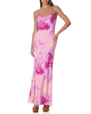 AFRM Kim Snakeskin Print Maxi Dress And Scarf Set - Pink