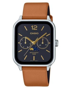 G-Shock Moonphase Leather Strap Watch, 44.5Mm X 34Mm - Black