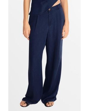 Mango Pleated Wide Leg Pants - Blue