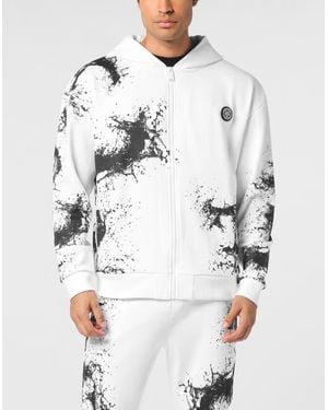 Philipp Plein Zip Hoodie Splash - White