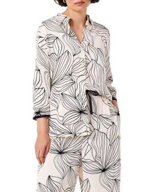 Mint Velvet Floral Print Satin Shirt - Gray