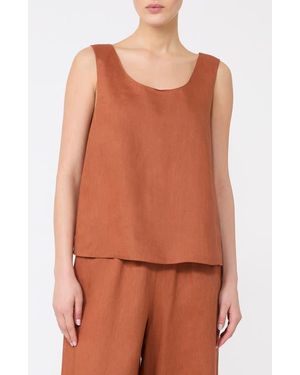 MM by Max Mara Dorico Linen Canvas Top - Brown
