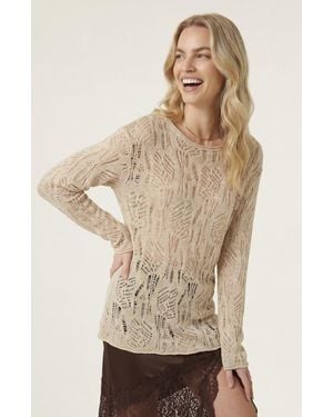 Modenaire Open Knit Pullover Sweater - Natural
