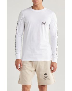 Overnight Angels Crew Skull Cap Oversize Organic Cotton Graphic T-Shirt - White