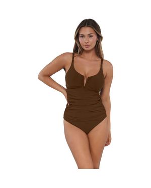 Sunsets Zuri V-Wire Tankini Swimsuit Top - Brown