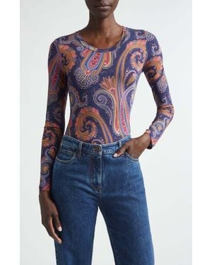 Etro Paisley Long Sleeve Top - Blue