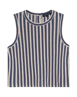 Veronica Beard Dravin Stripe Crochet Cotton Tank - Blue