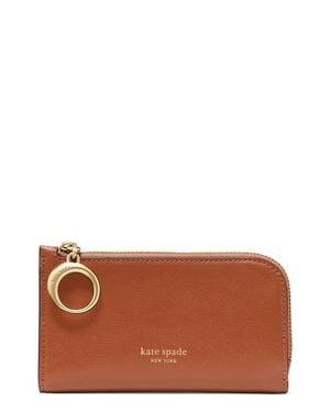 Kate Spade Small Halo Fine Grain Leather Zip Wallet - Brown