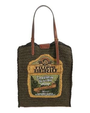 Anya Hindmarch Oil Woven Raffia North/South Tote - Black