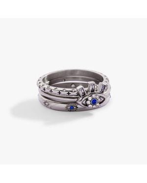 ALEX AND ANI Evil Eye Stacking Ring Set Of 3 - White