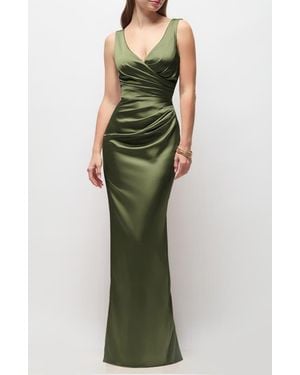 After Six Valentina Stretch Charmeuse Column Gown - Green