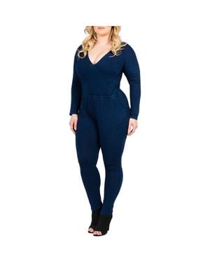Standards & Practices Lucy Knit Denim Jumpsuit - Blue