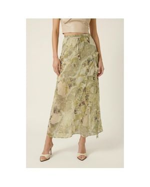 Modenaire Midi Ruffle Skirt - Green