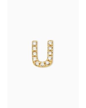 Oradina 14K Luxe Letter Diamond Initial Single Stud - Metallic