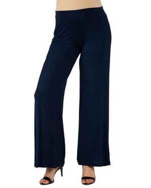 24seven Comfort Apparel Maternity Solid Color Palazzo Pants - Blue