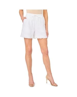 Cece Ruffle Hem Drawstring Shorts - White