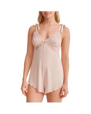 Fleur't Purely Yours Ruffle Lace Trim Romper - Pink