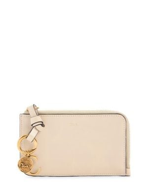Chloé Small Alphabet Zip Leather Card Holder - Natural