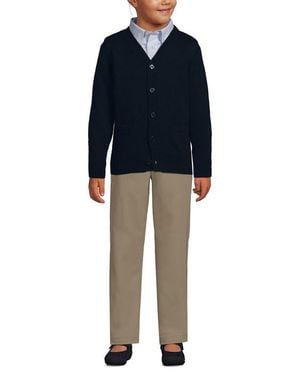 Lands' End School Uniform Kids Legacy Varsity Cardigan - Blue