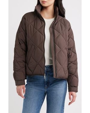 BCBGMAXAZRIA Crop Diamond Quilted Jacket - Brown