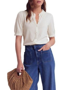 Boden Nessa Broderie Top - Blue