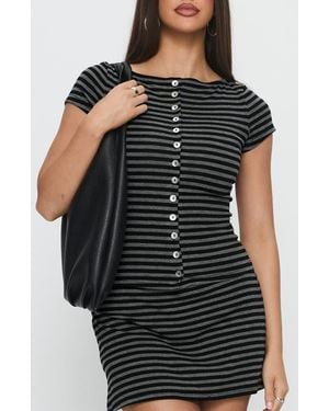 Princess Polly Angellina Jersey Button-Up Top - Black