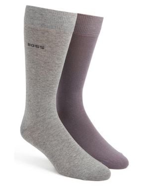 BOSS Assorted 2-Pack Cotton Blend Dress Socks - Gray