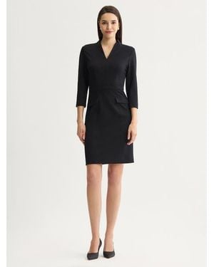 Misook V Neck Luxestretch Sheath Dress - Black