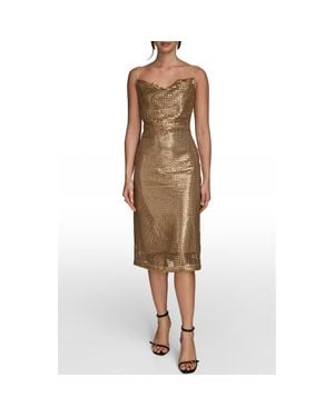 Donna Karan Metallic Beaded Slipdress - Natural
