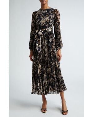 Zimmermann Sunray Long Sleeve Pleated Midi Dress - Black