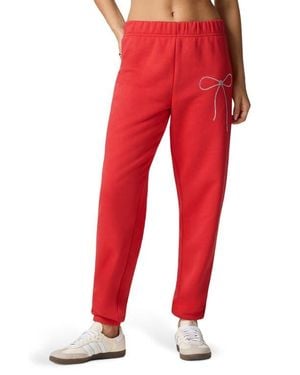 Florence By Mills Crystal Bow Detail Sweatpants - Red