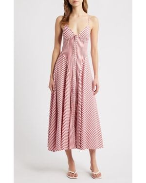 Saylor Arabella Stripe Midi Dress - Pink