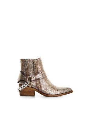 Velez Marine Crackled Leather Ankle Boots - White