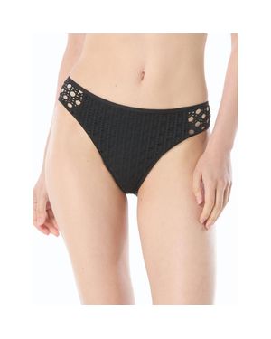 Carmen Marc Valvo See Through Side Crochet Bikini Bottom - Black