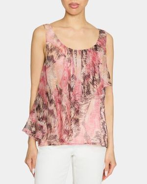 Santorelli Bonnie Sleeveless Ruffled Top - Pink