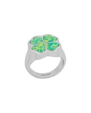 July Child Irish Charm Signet Ring - Green