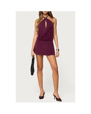 Edikted Studded Halter Minidress - Red